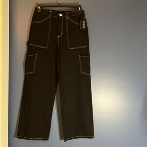 SOHN Boutique Black high waist, wide leg vintage Painters Pants -white stitching